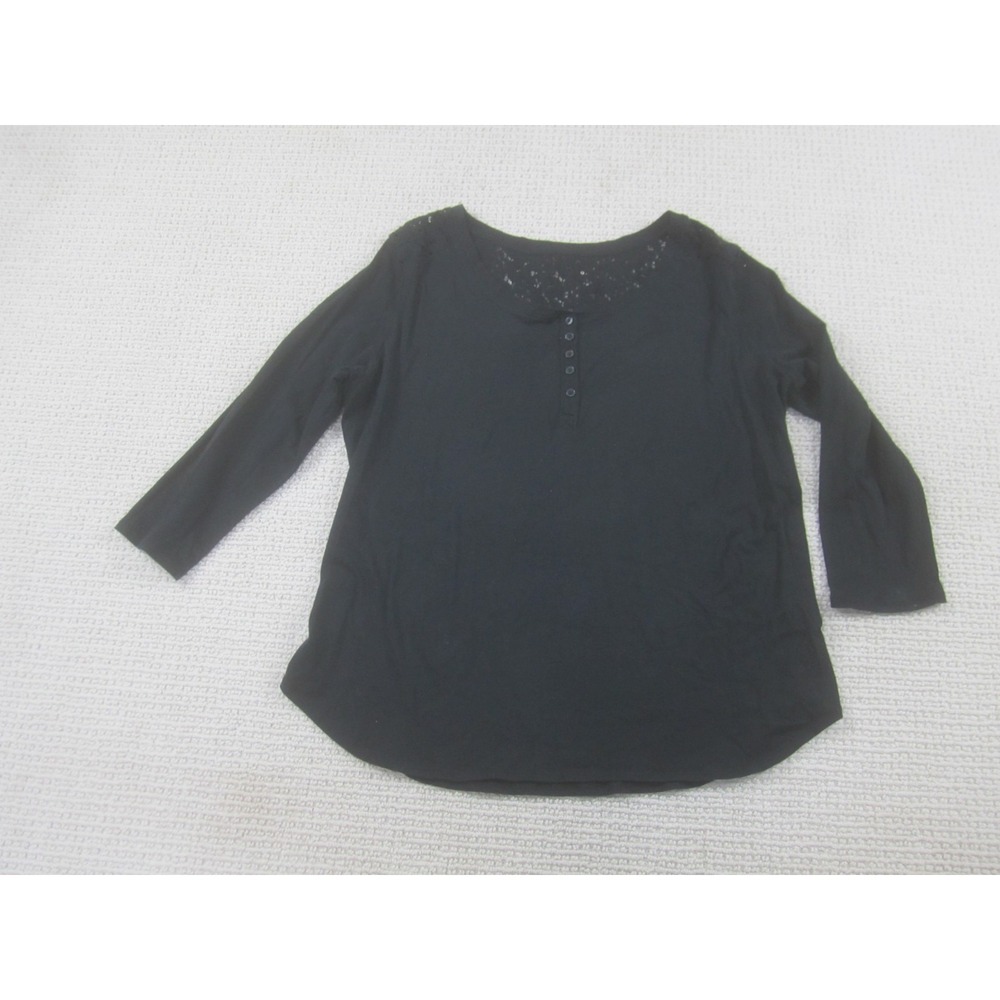 Sleep Sense Shirt Womens Small Black Long Sleeve Blouse Lounge‎ Sleepwear